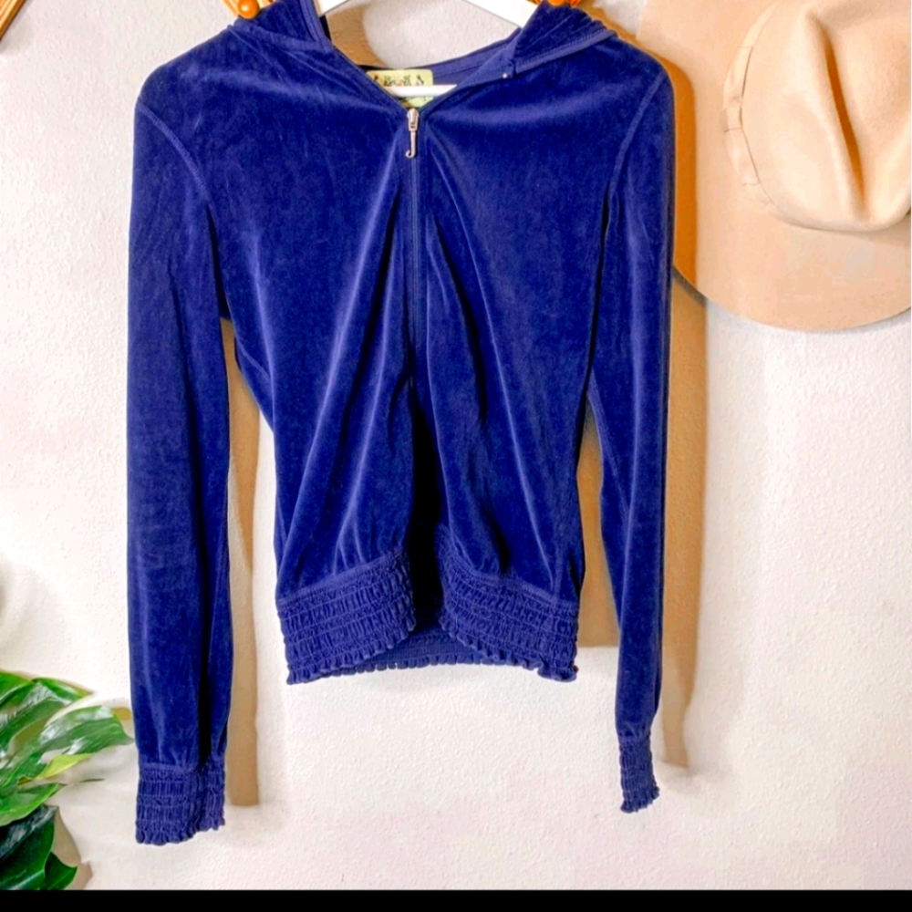 Y2k voucher navy blue juicy couture hoodir